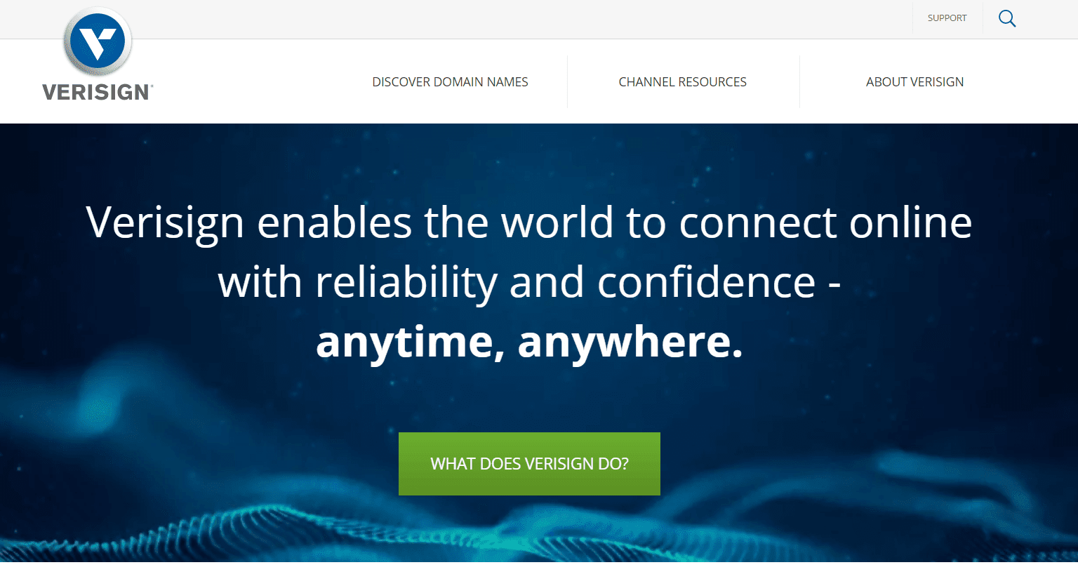 A página inicial do registro Verisign