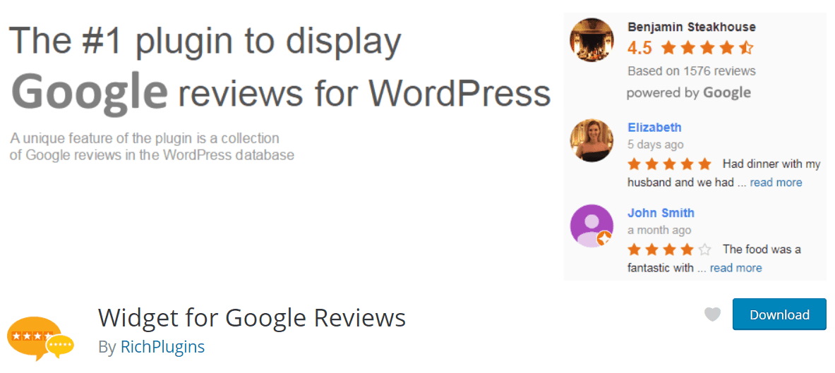 Extension Widget for Google Reviews