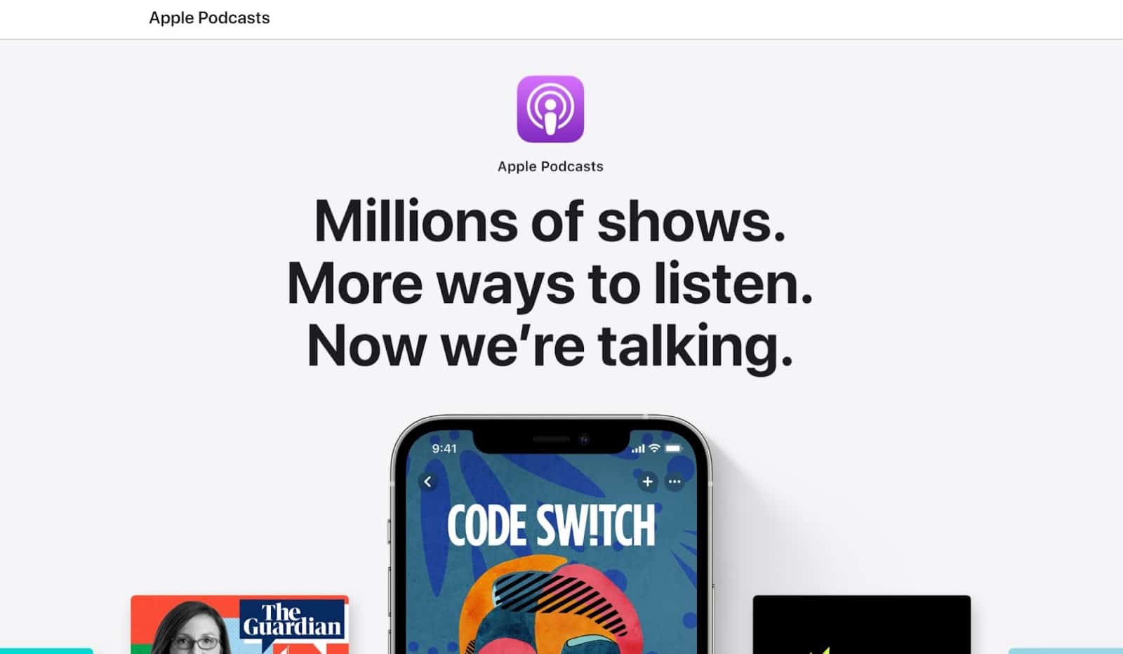 Screenshot of the Apple Podcasts page.