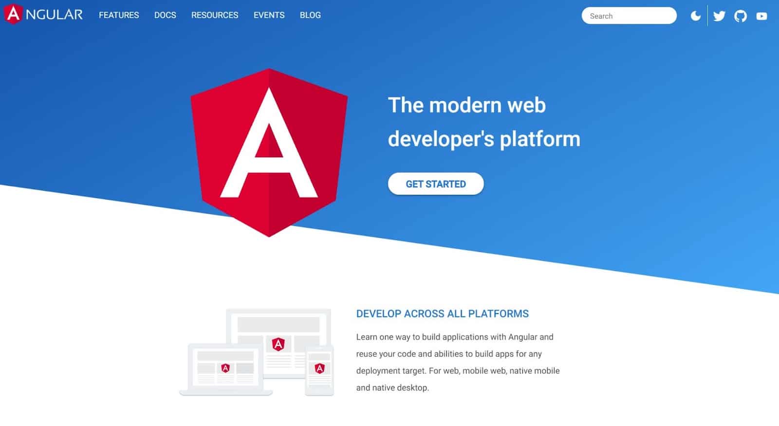 Angular website homepage