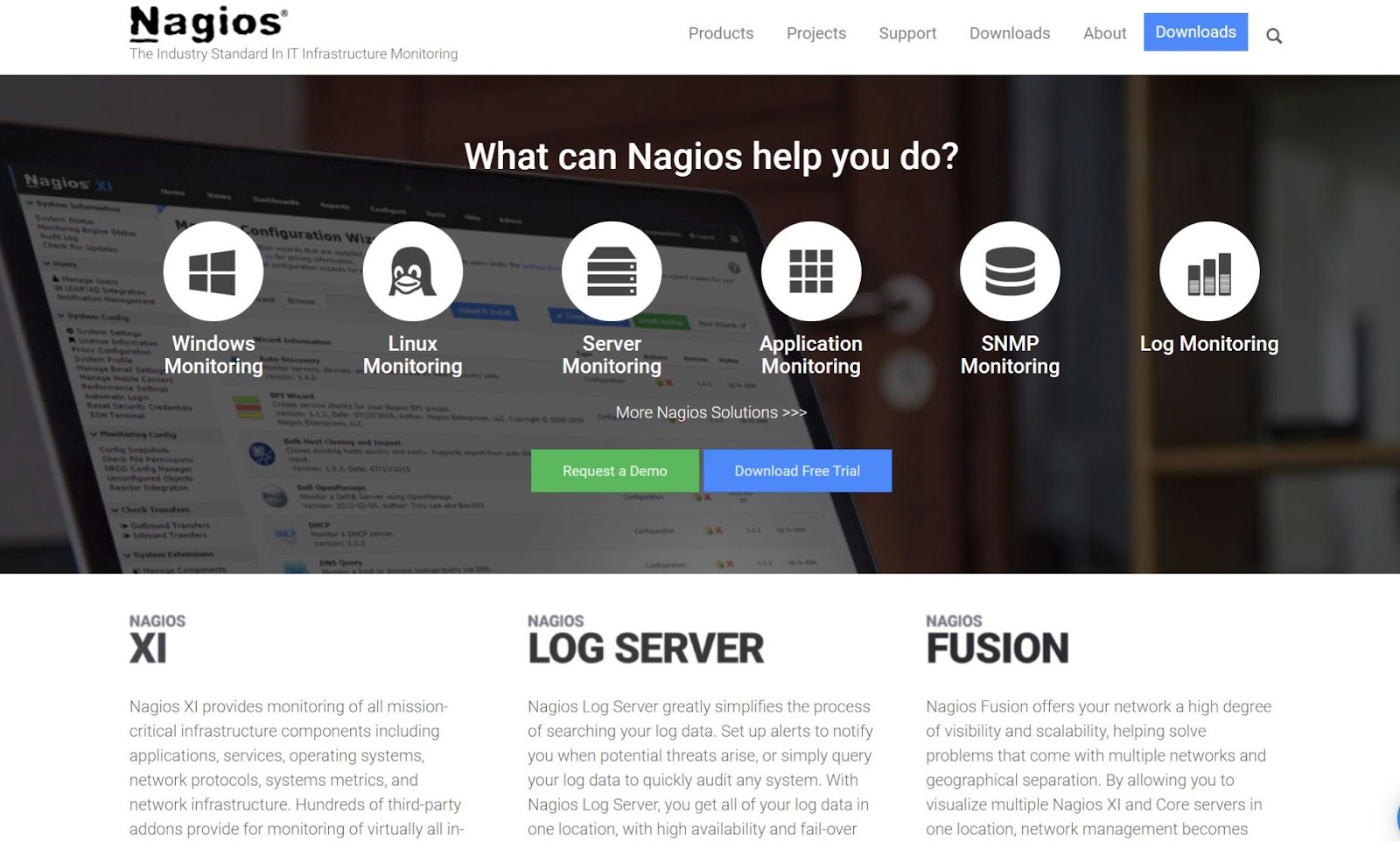 Ein Screenshot der Nagios Homepage
