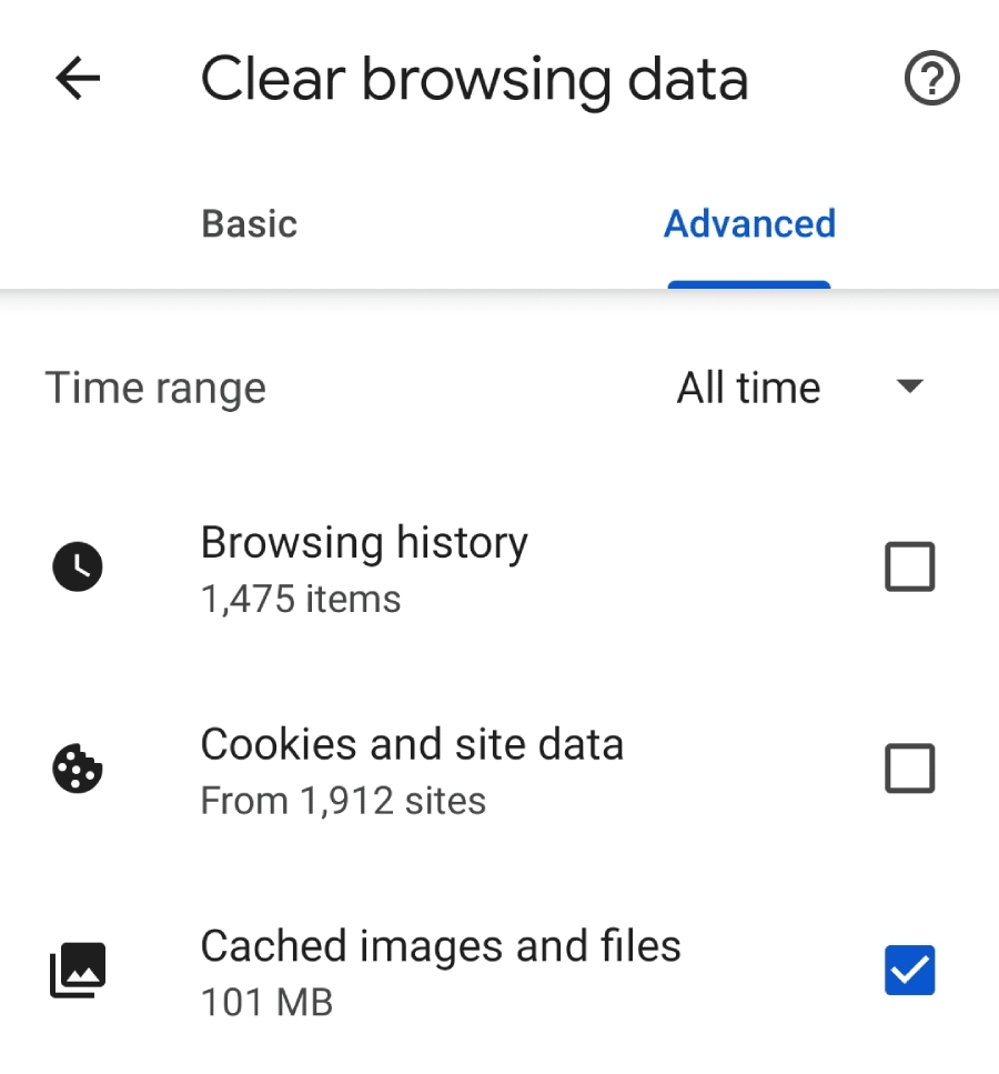 Löschen von Browsing-Daten im Chrome-Browser.