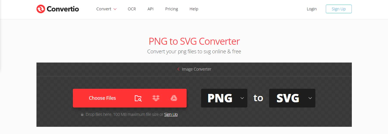 Convertio ist ein PNG zu SVG Konverter.