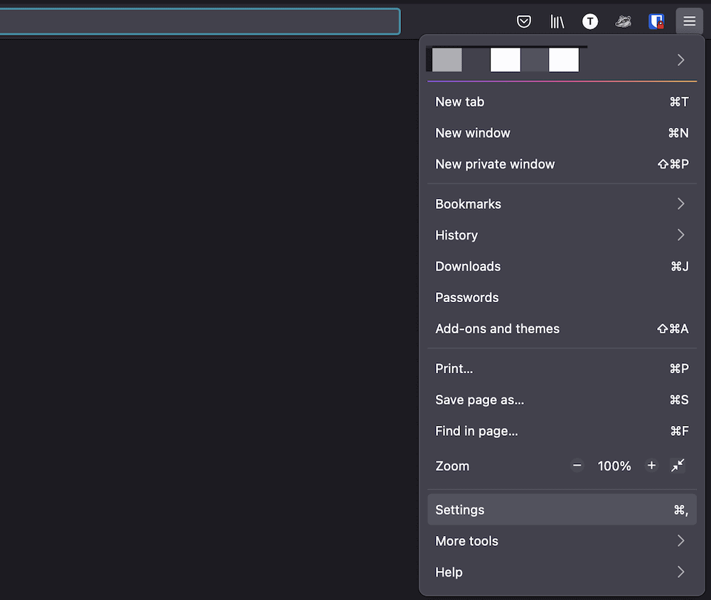 Firefox hamburger menu