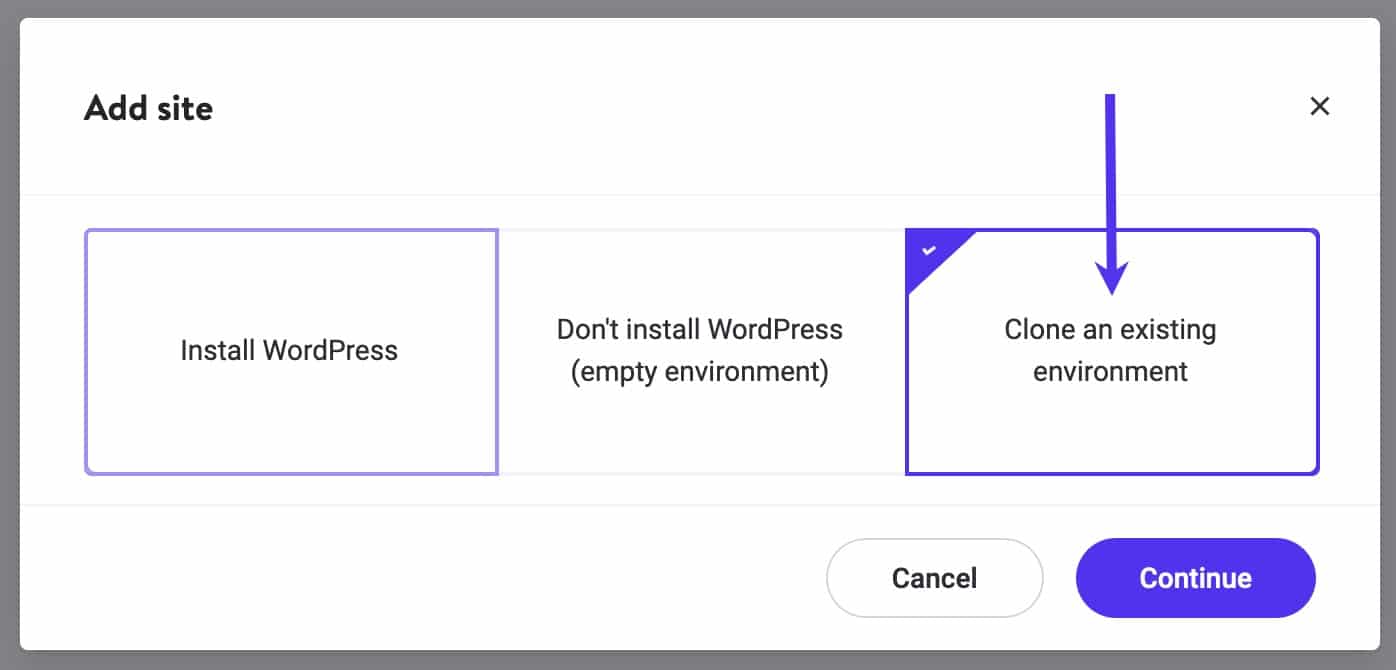 Clone an existing Kinsta environment to a new site.