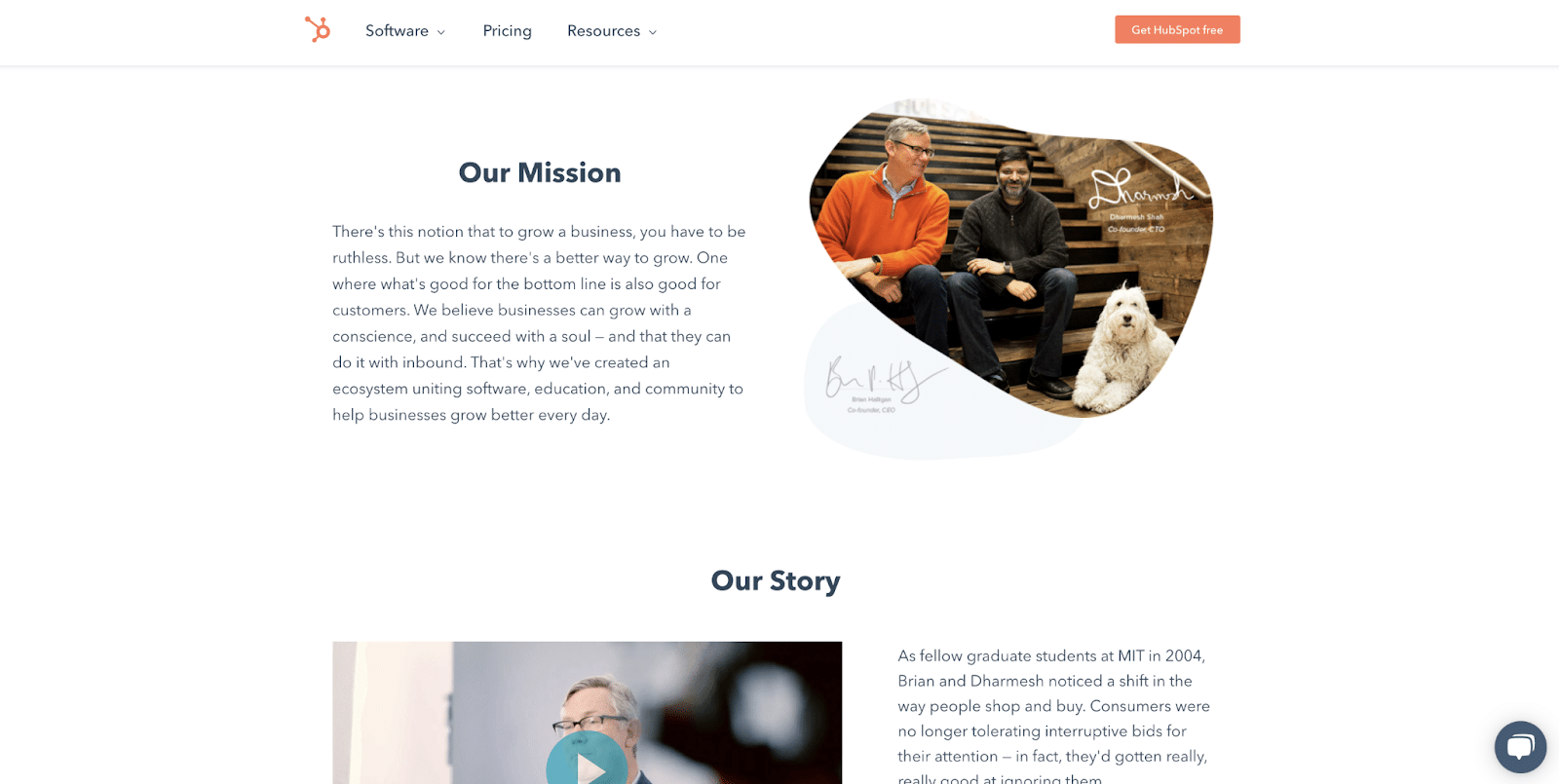 Hubspot’s About Us page