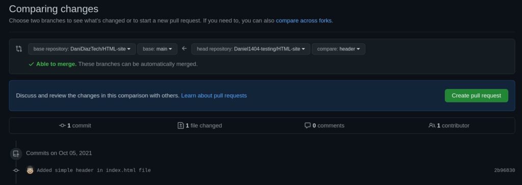 Creando pull requests en GitHub