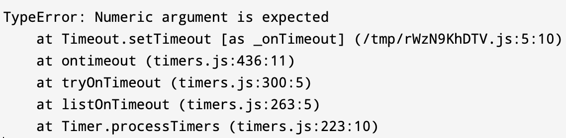 L’errore “TypeError: Numeric argument is expected” è mostrato su uno sfondo grigio con ulteriori dettagli sullo stack