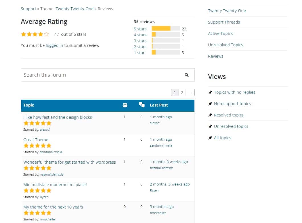 WordPress theme reviews