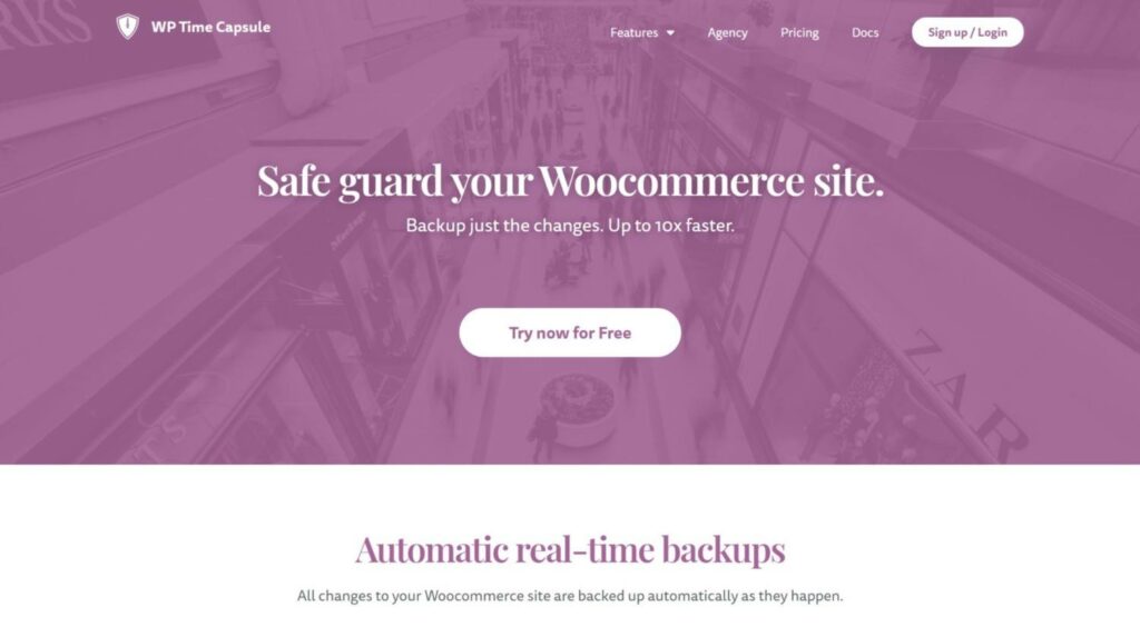 The WooCommerce page for the WP Time Capsule plugin.