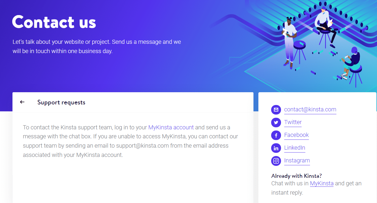 Kinsta oferece excelente suporte de hospedagem web através de vários canais