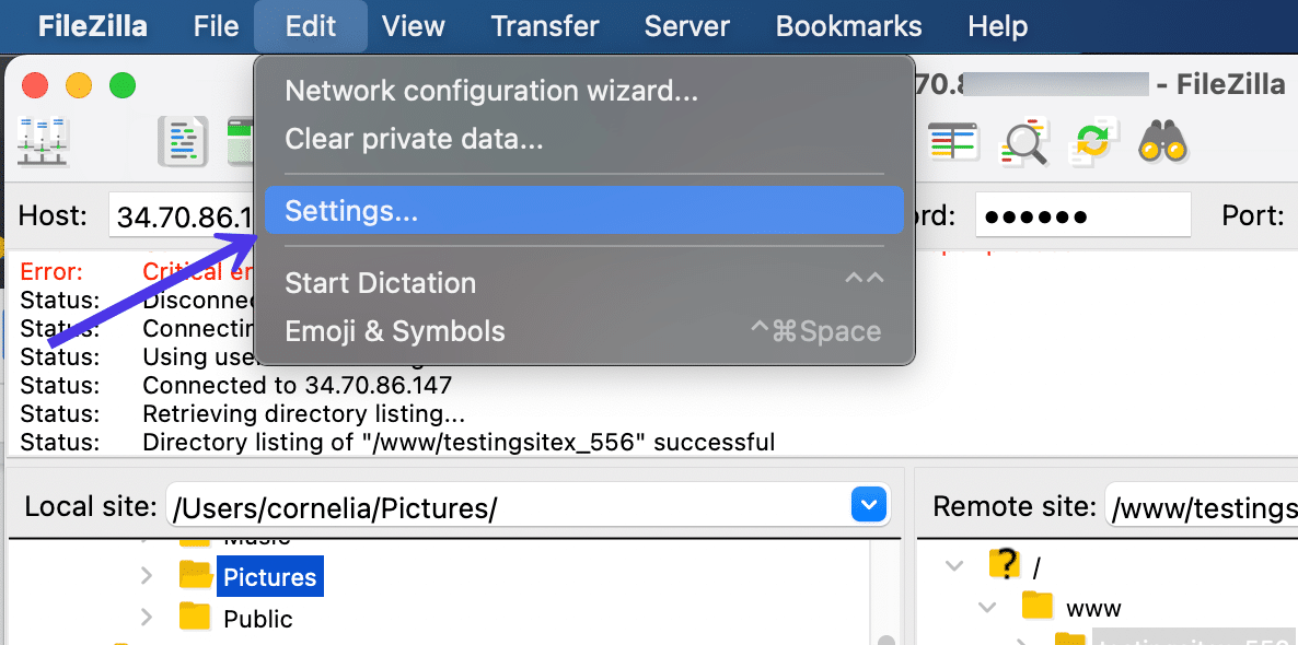 Go to Edit > Settings.