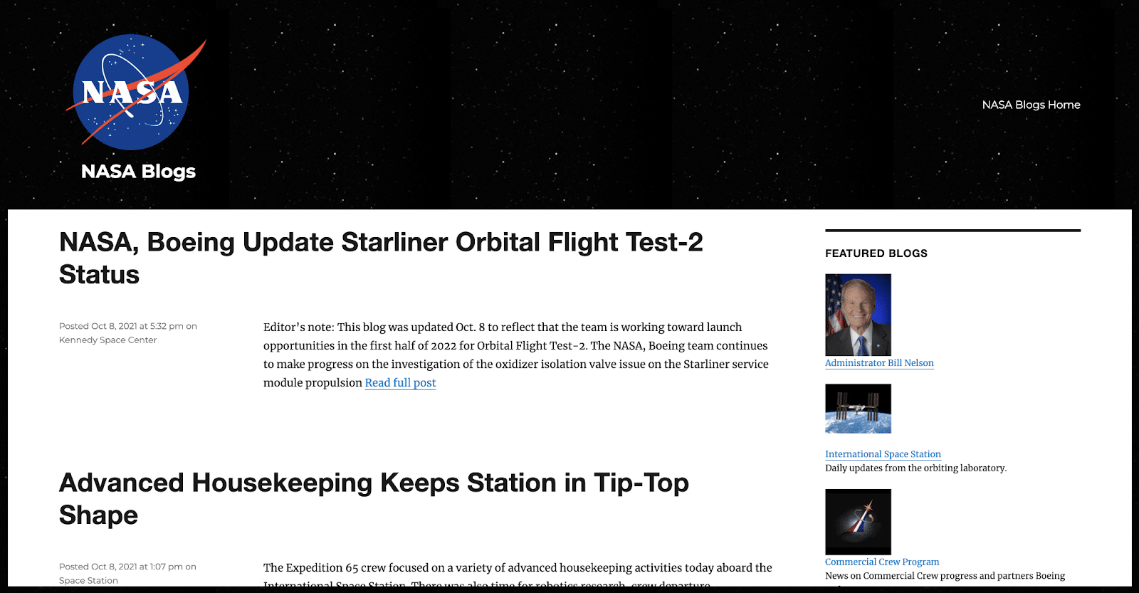 Der NASA Blog.