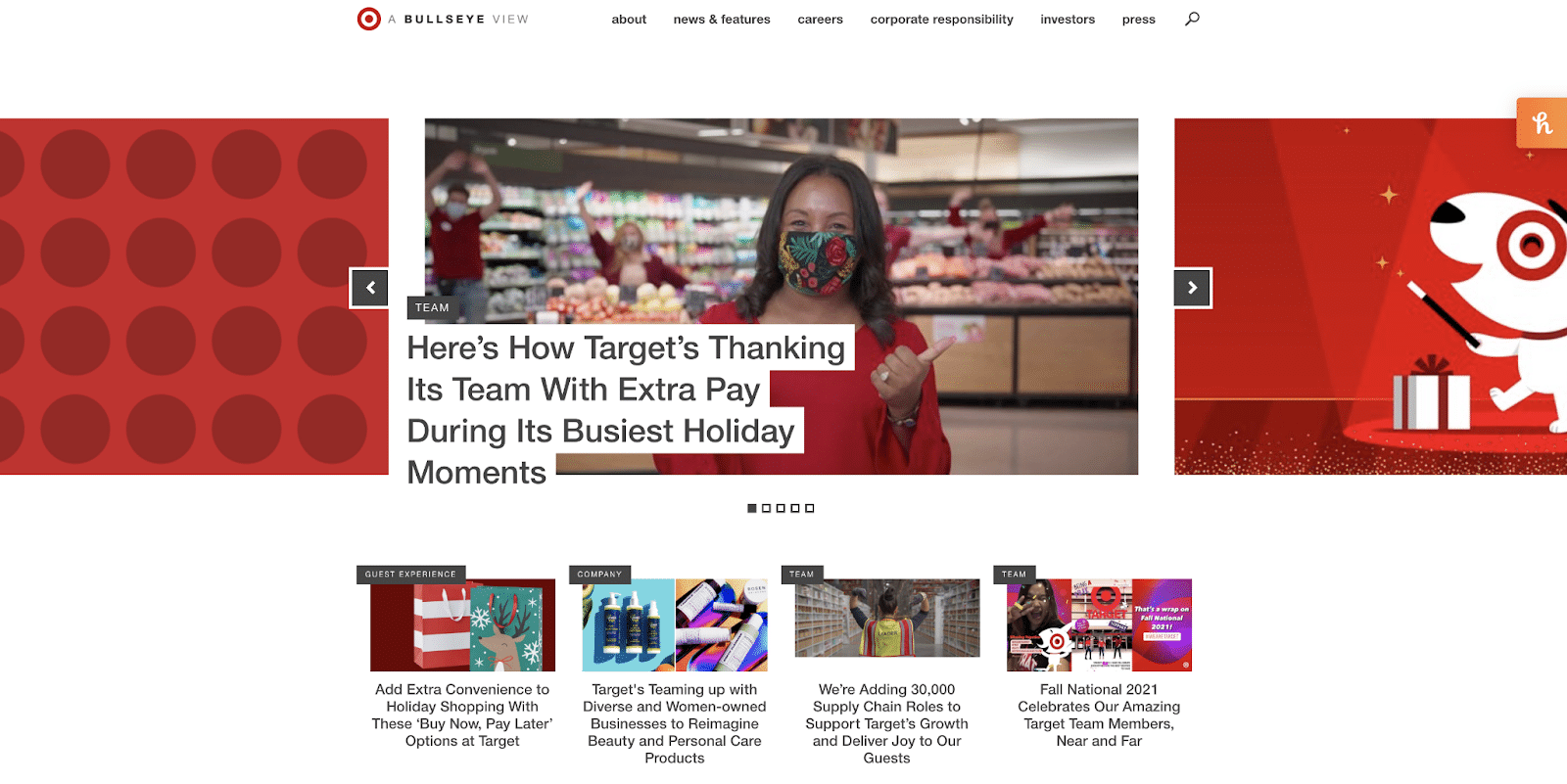 Target uses a brand word synonym for its blog name