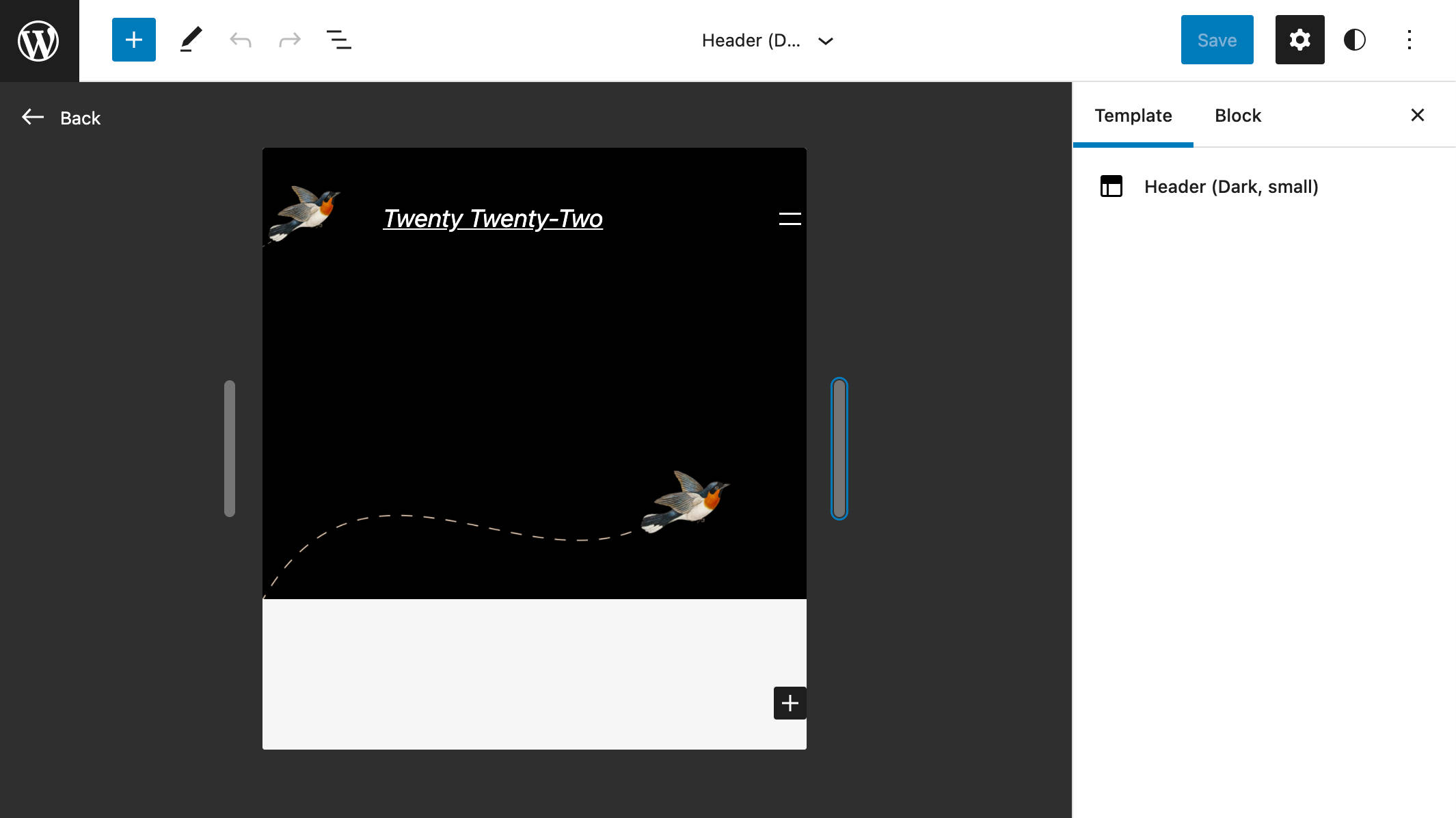 Adjusting template part preview dimension