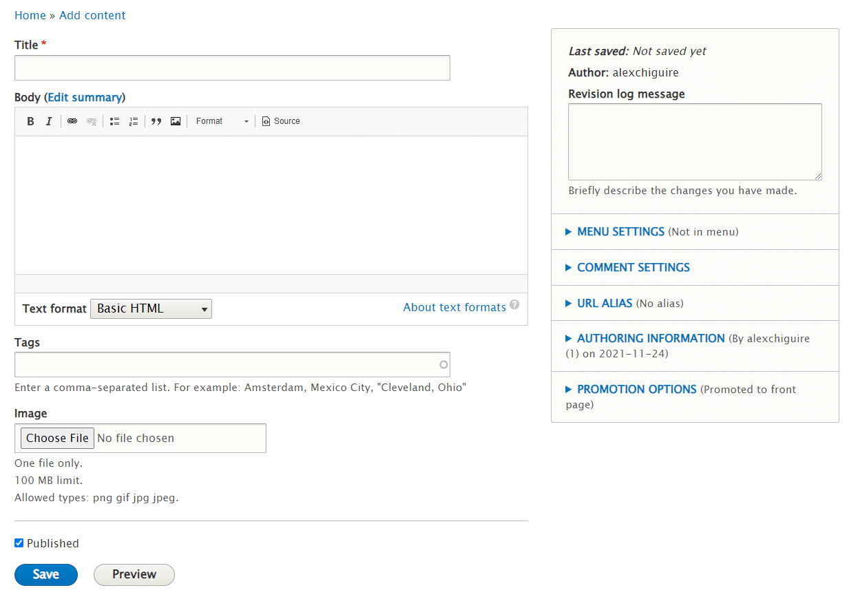 Elegir la configuración del campo de imagen