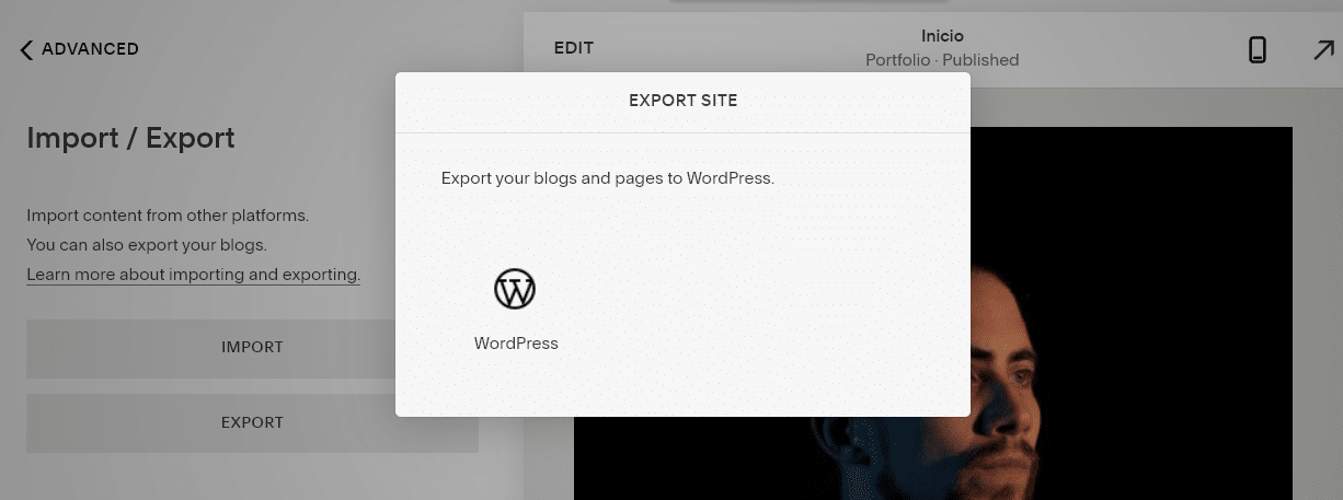 WordPressへのエクスポートアイコン