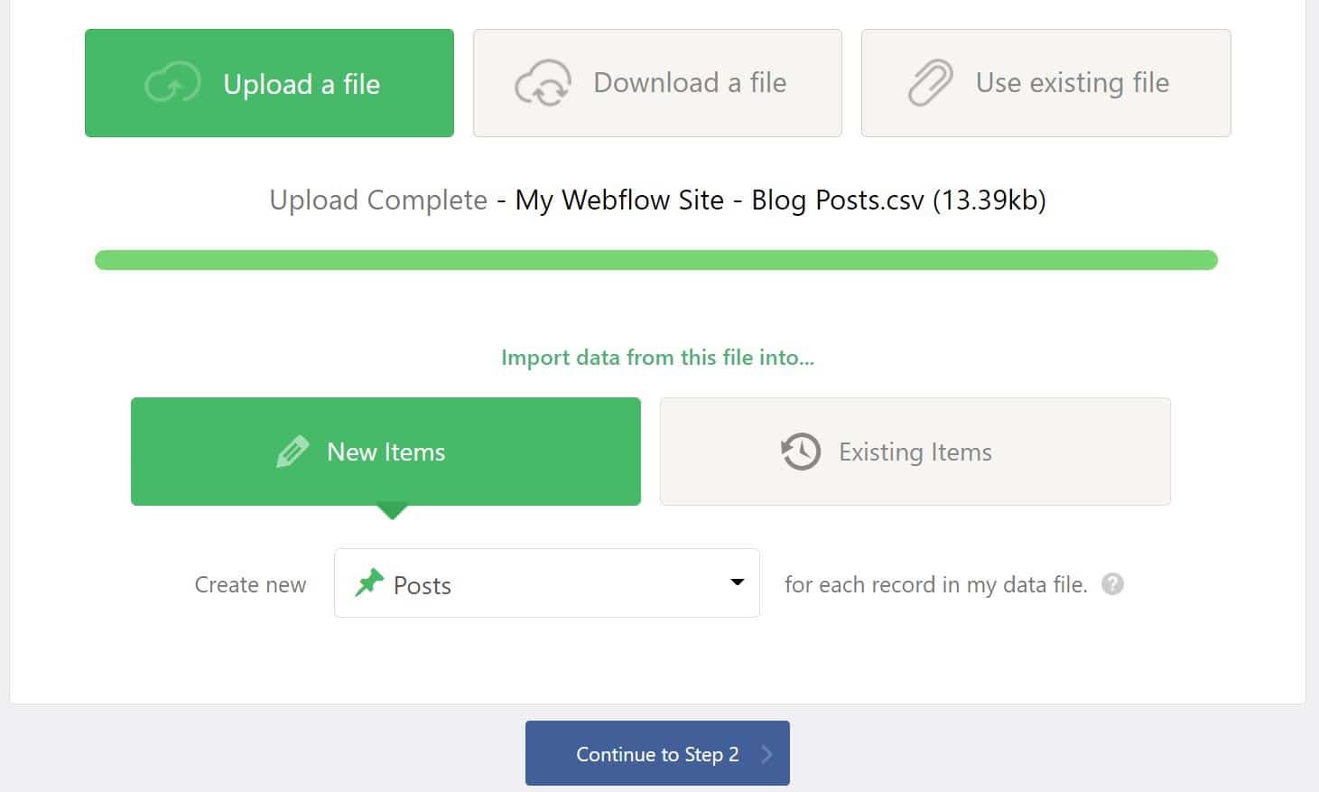 Importation des articles de blog de Webflow