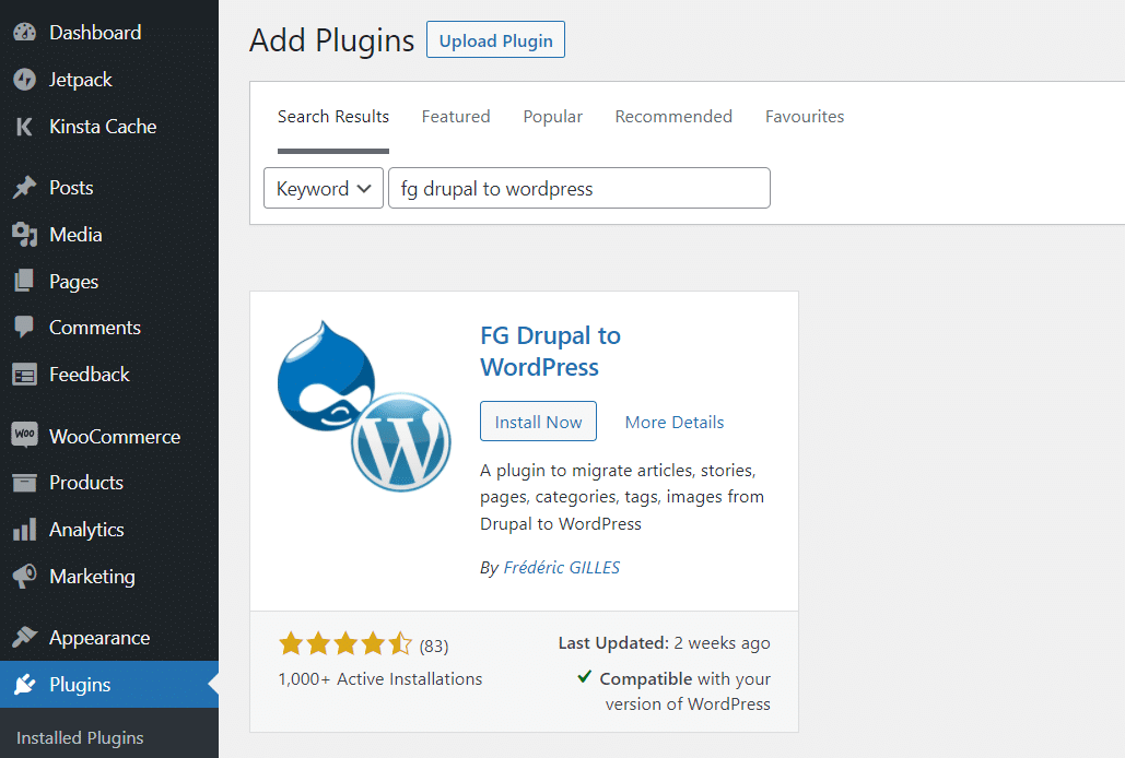 Installing the FG Drupal to WordPress plugin