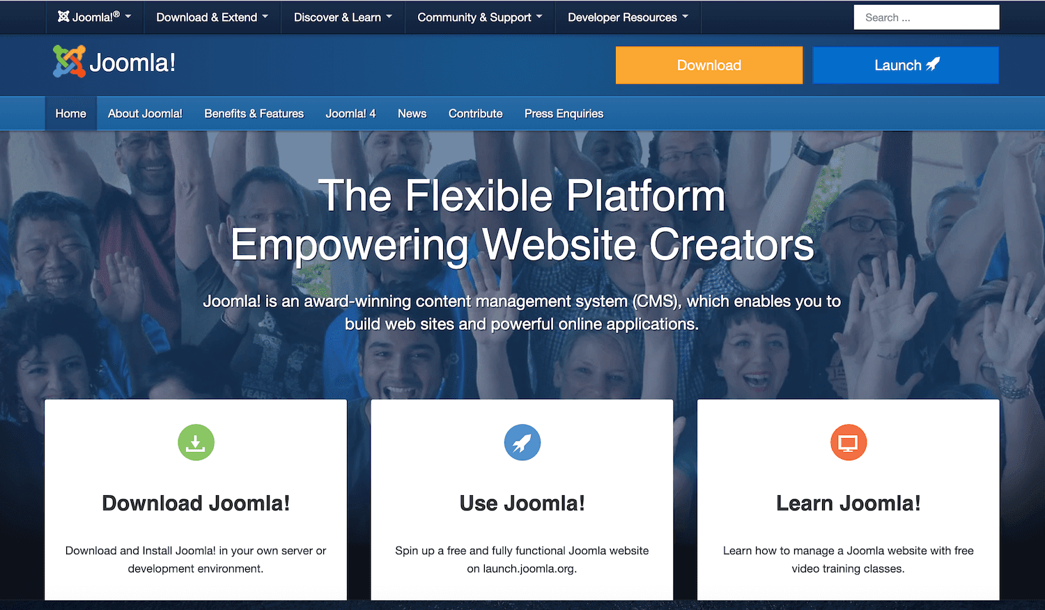 Page d'accueil de Joomla !