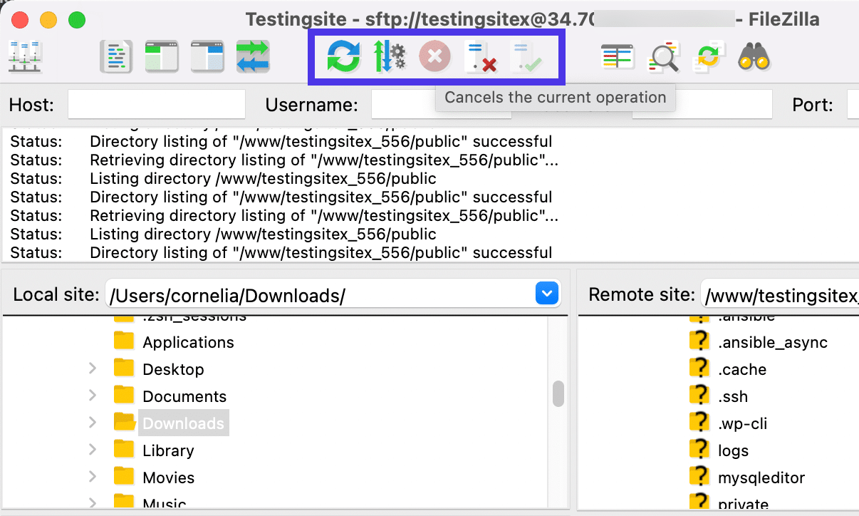 Quick keys for things like canceling operations and disconnecting servers.