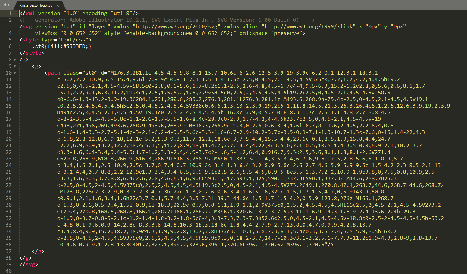 An svg file in a text editor