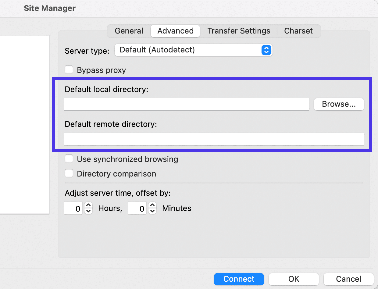 Standaard lokale en remote directories.