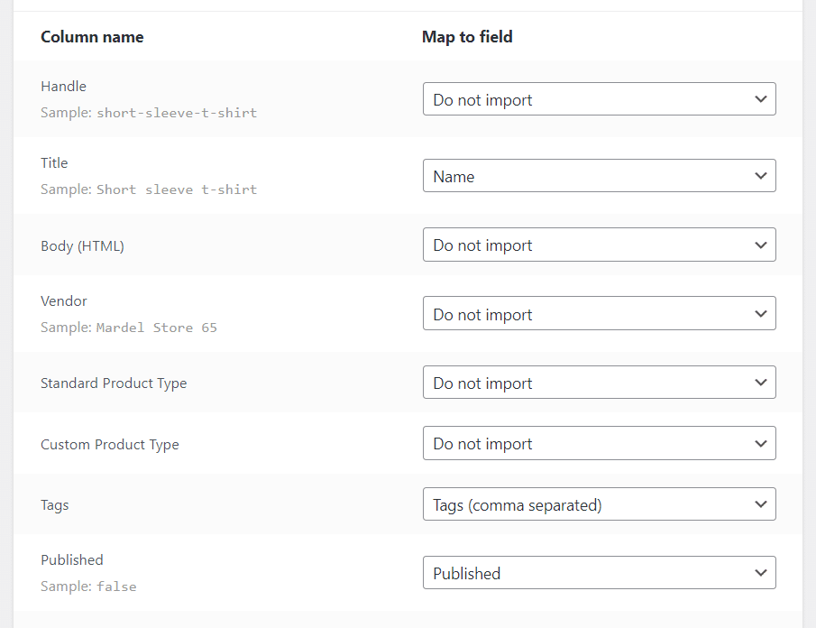 Produktdaten aus der CSV-Datei mit WooCommerce-Feldern abgleichen