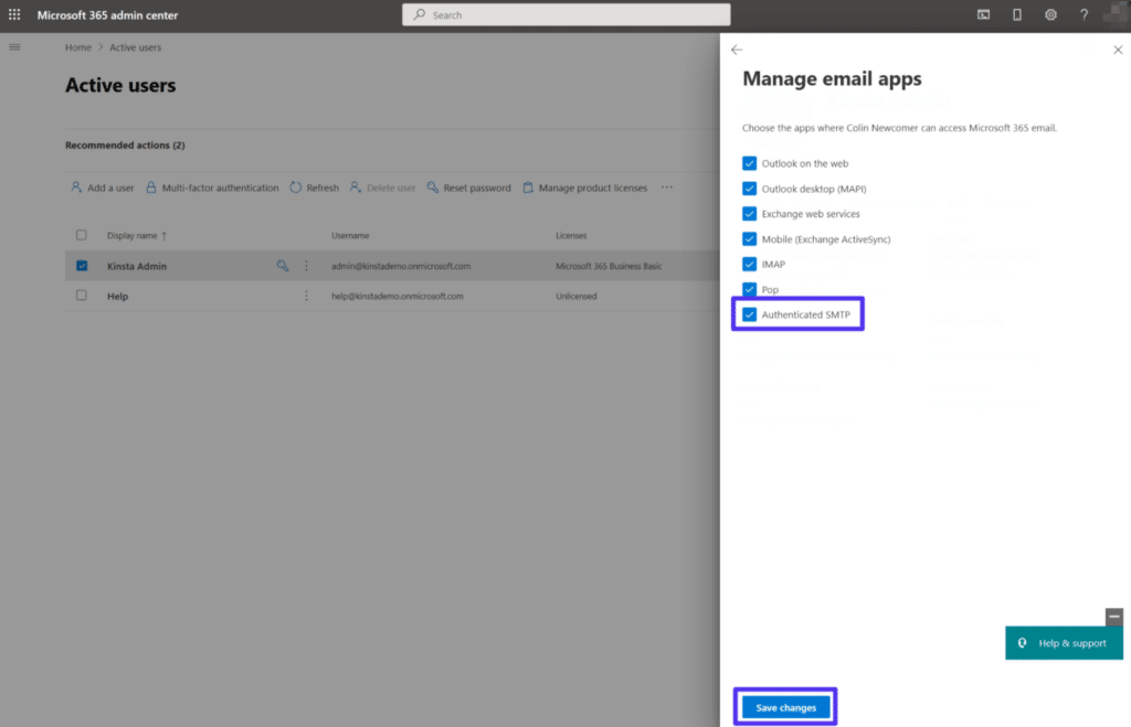 Come attivare l'impostazione Authenticated SMTP.