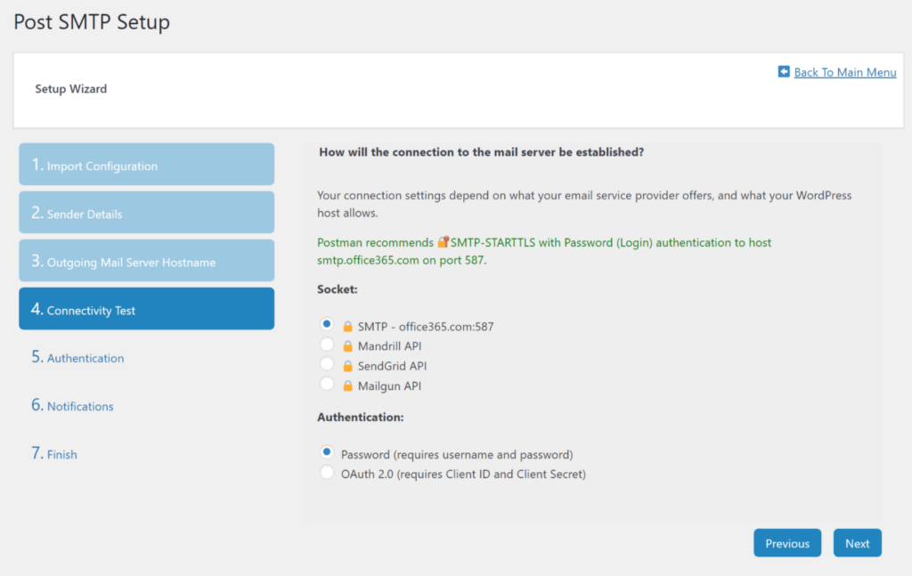 You need to verify that Post SMTP detected the proper settings.