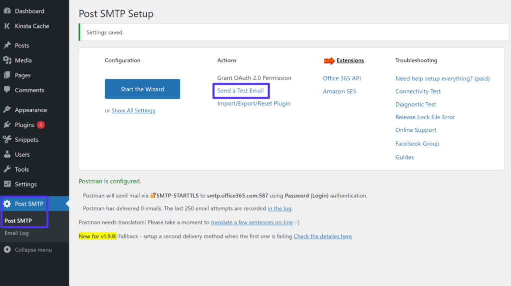 Comment envoyer un e-mail de test avec Post SMTP.