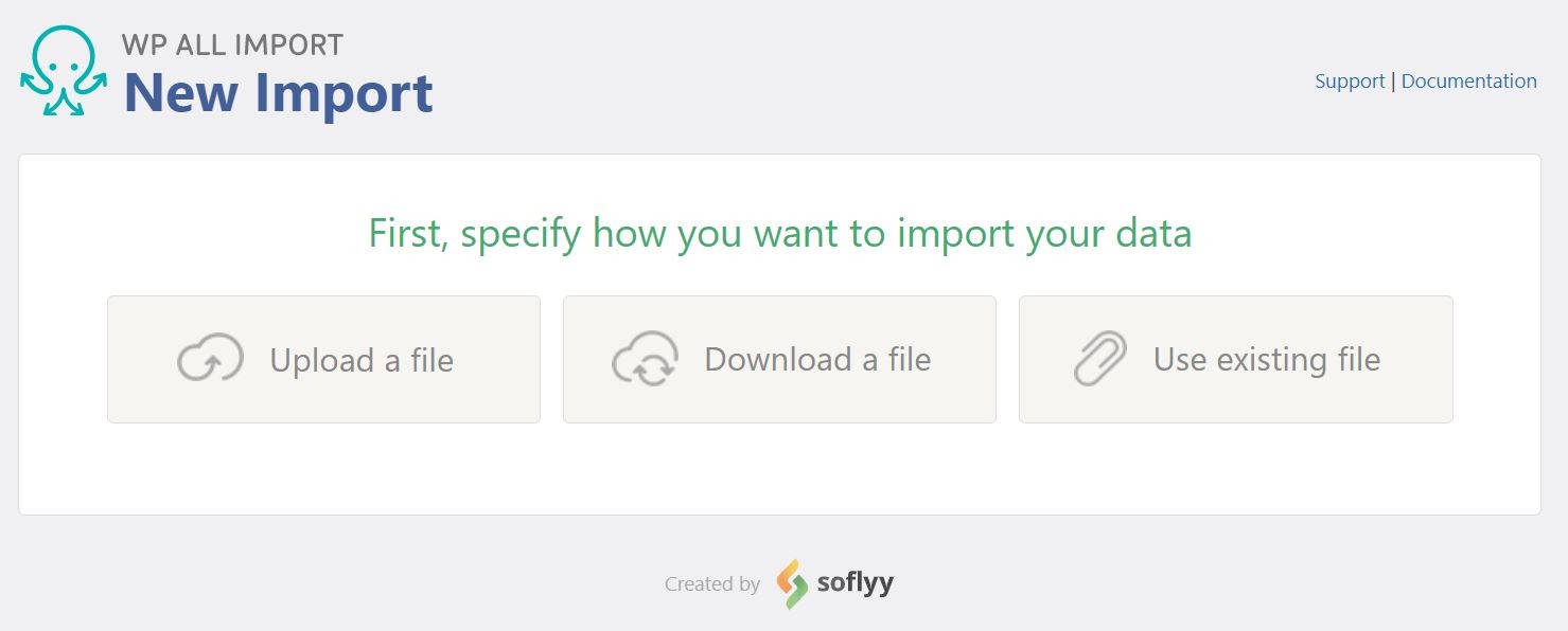 Schermata New Import di WP All Import per installare e attivare il plugin