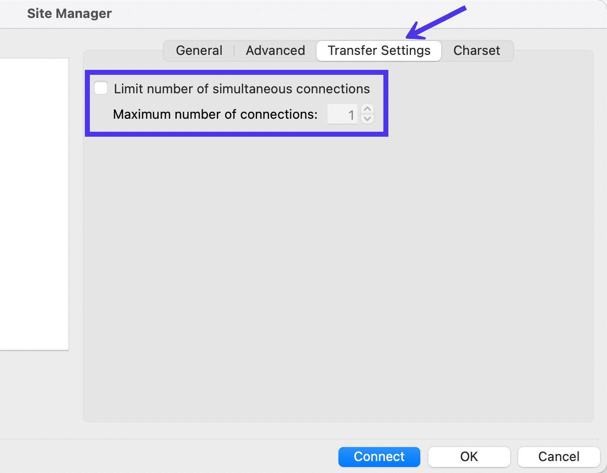 Il est également possible de limiter le nombre de connexions simultanées dans FileZilla.