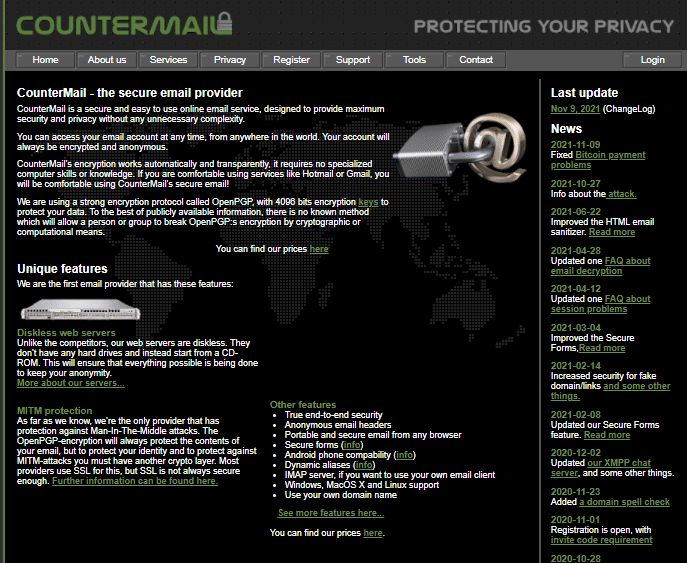 CounterMail home page