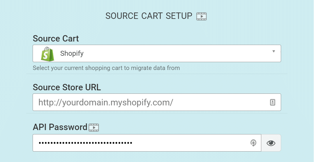 Schermata con il modulo per copiare e incollare l’API