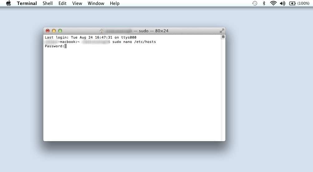 Enter the sudo nano /etc/hosts command