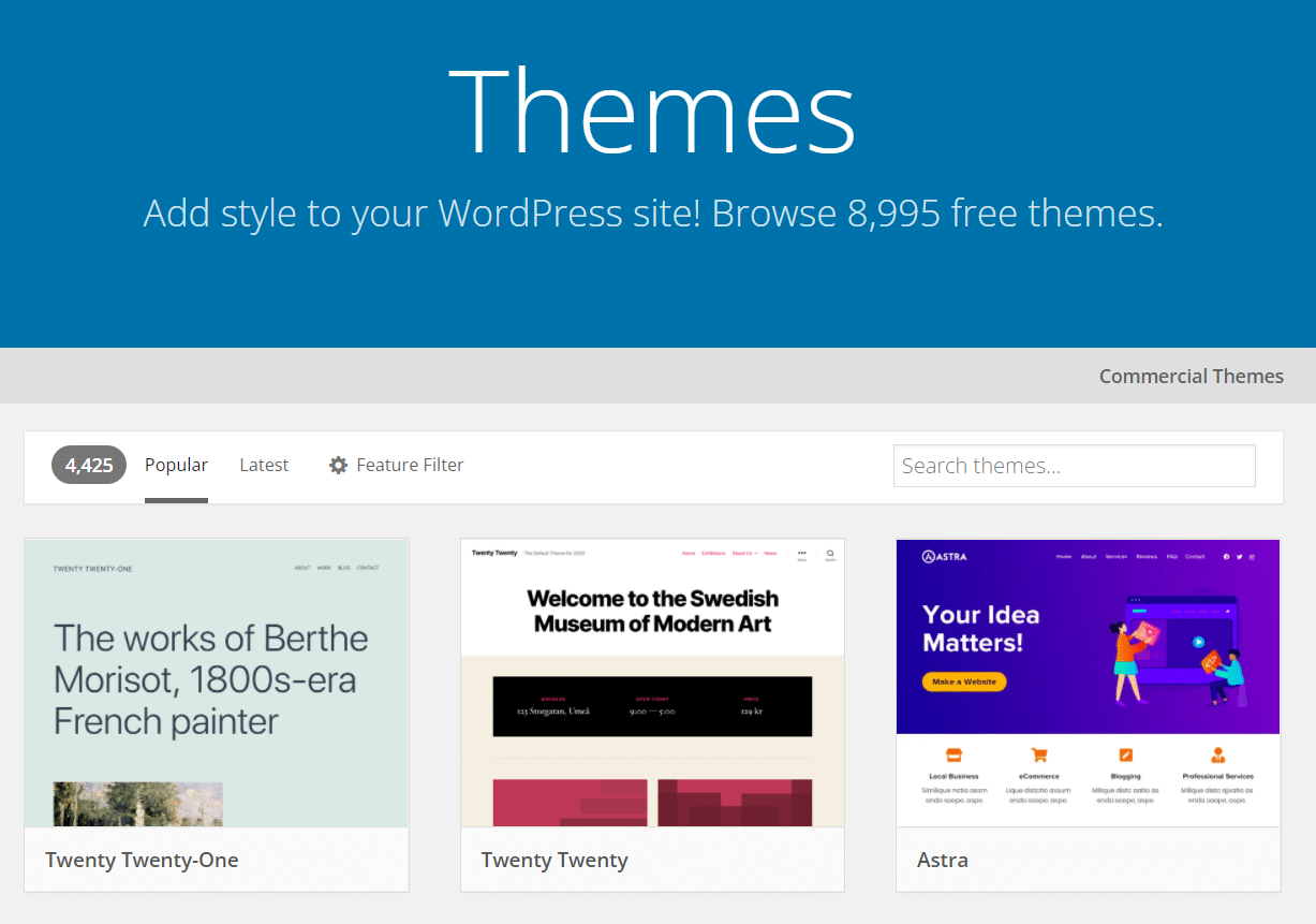 The WordPress theme repository