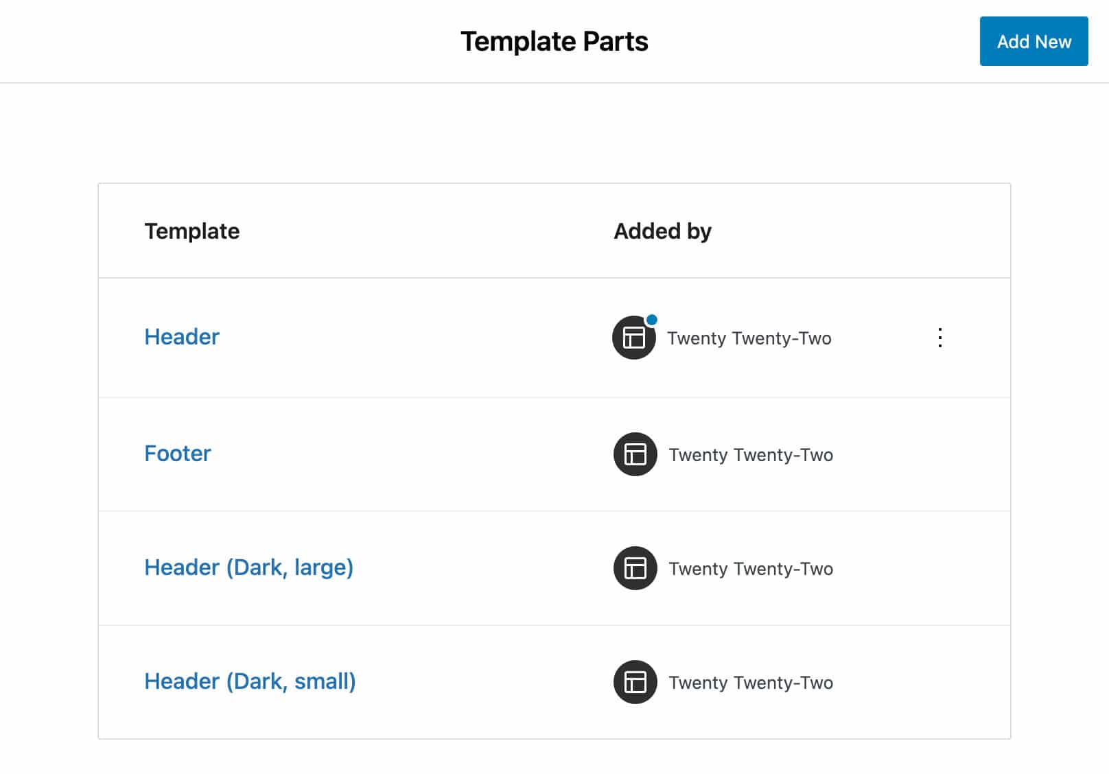 Twenty Twenty-Two template parts