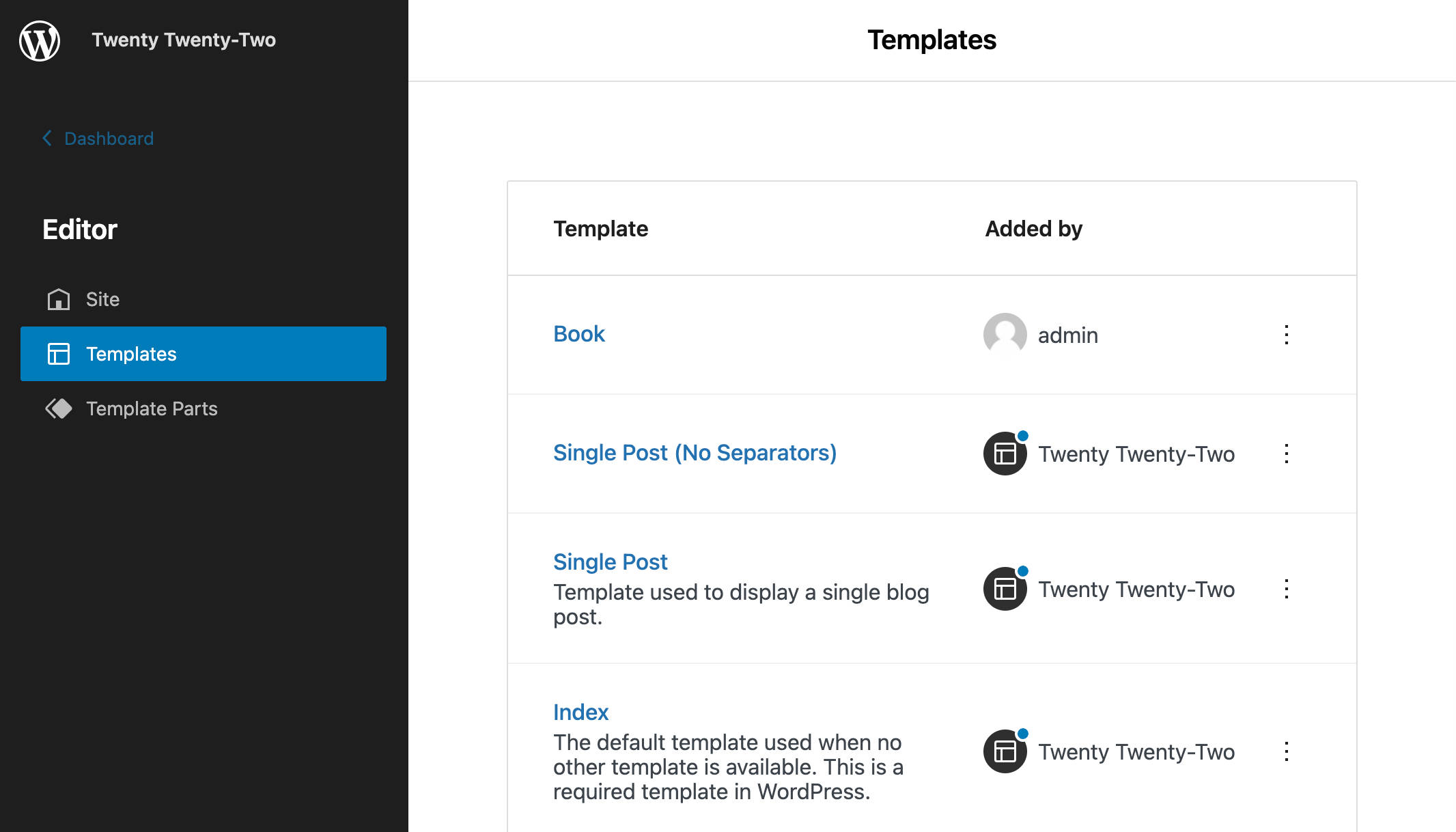 Template di Twenty Twenty-Two