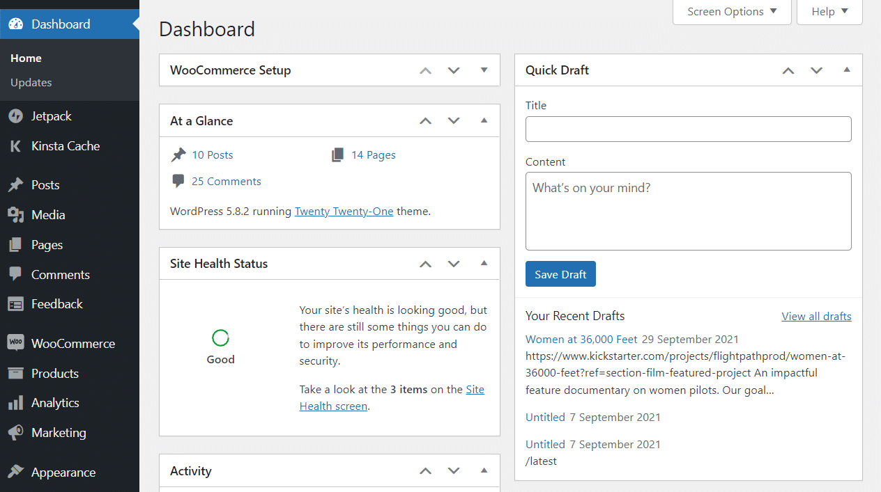 WordPress Dashboard