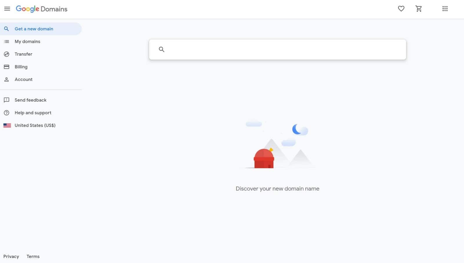 Homepage di Google Domains