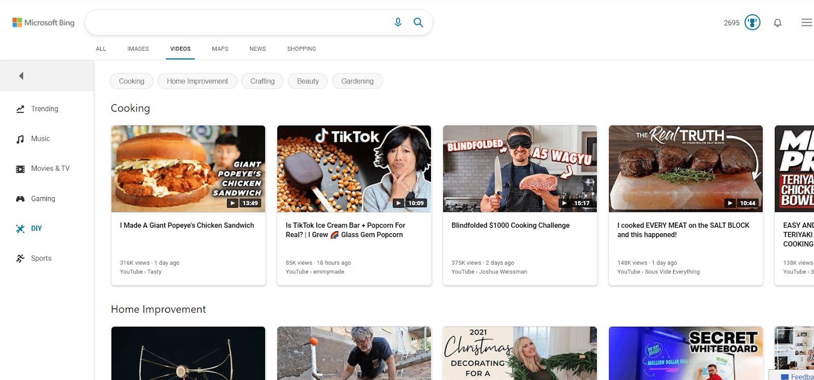 Moteur de recherche vidéo Bing