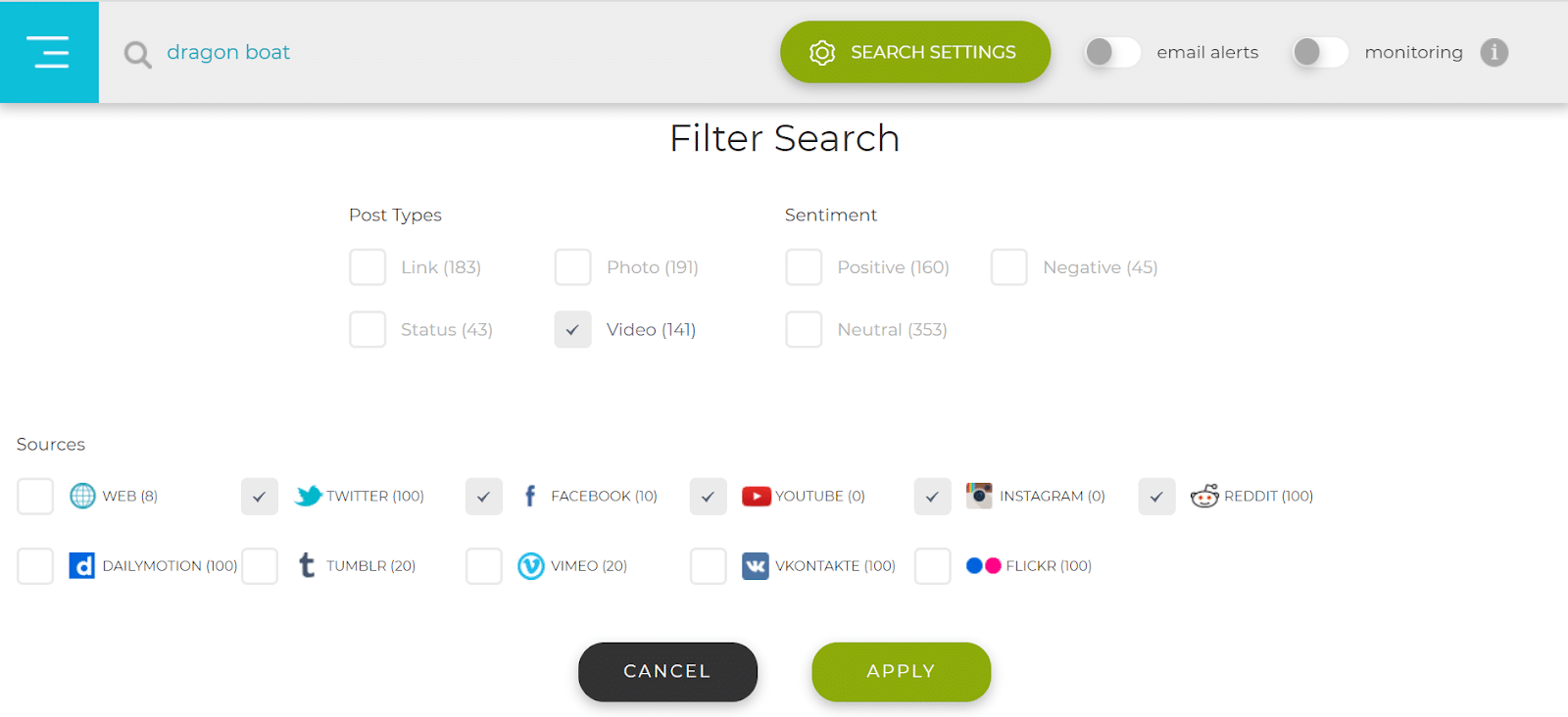 A página inicial do mecanismo de pesquisa Social searcher