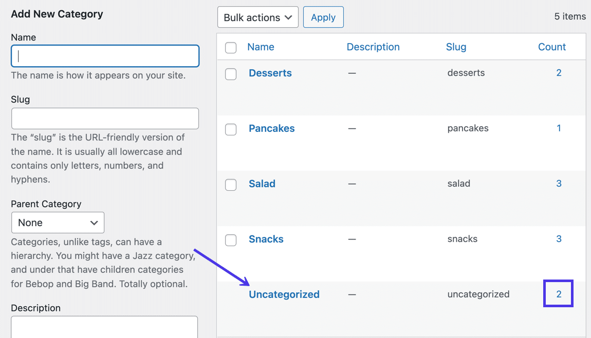 Die Beiträge sind jetzt keiner Kategorie zugeordnet und werden daher in den Bereich "Uncategorized" verschoben