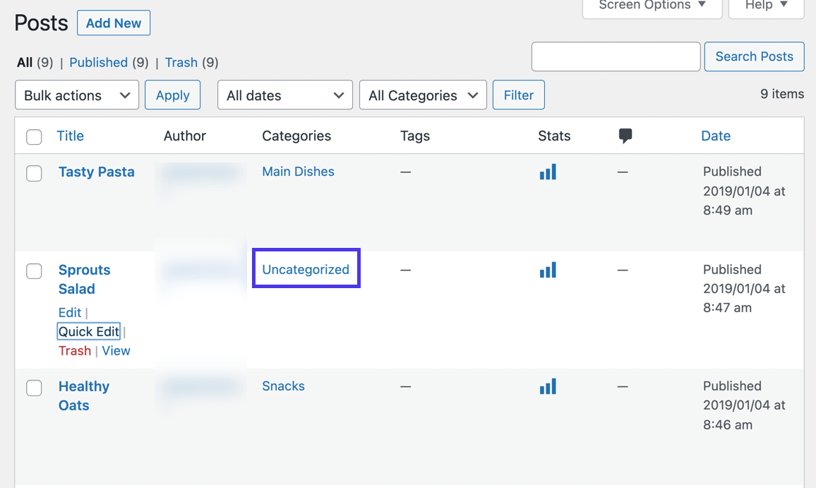 eliminar la entrada - cómo eliminar las categorías en WordPress