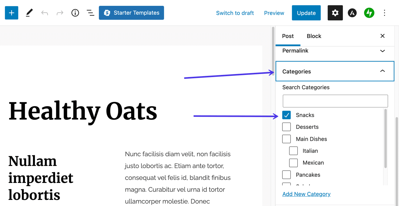 Vá para "Post" > "Categories", depois desmarque a categoria.