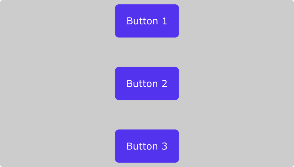Tre pulsanti allineati verticalmente che usano la classe di utility flex-col di Tailwind CSS.