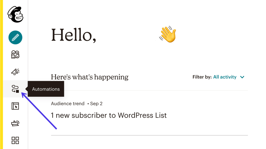 Go to Automations in Mailchimp to start sending out new blog post notifications