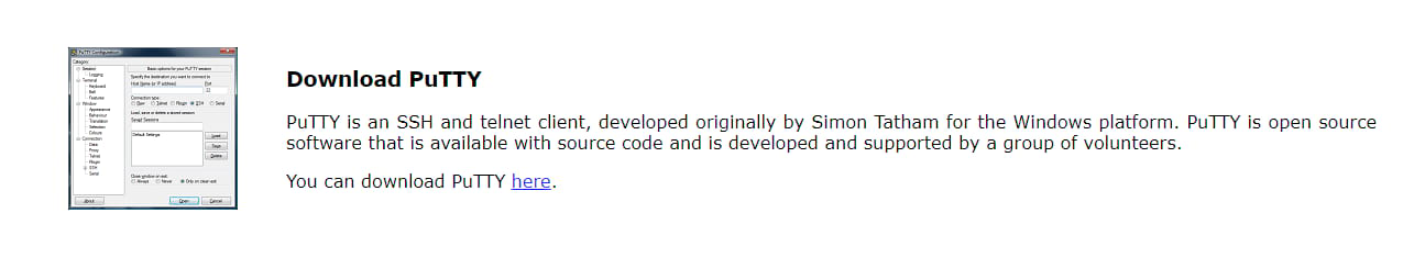 Downloading PuTTY