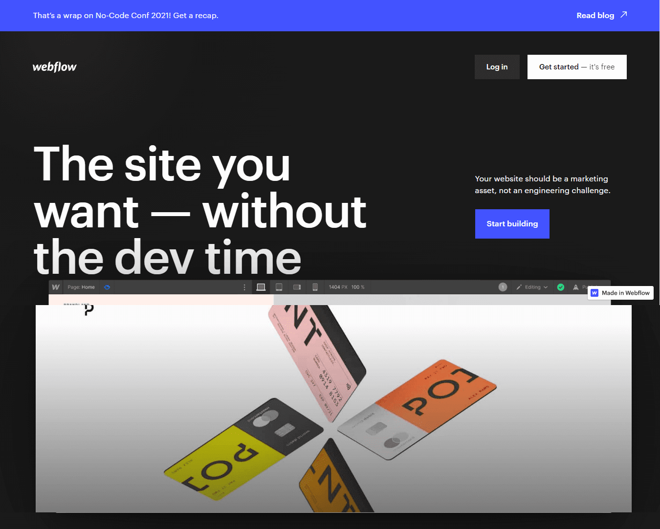 Die Webflow Homepage.